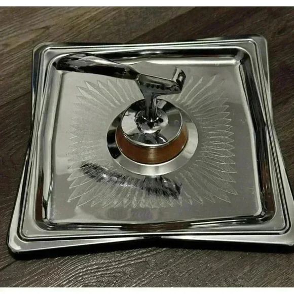 Vintage MCM Hellerware Nutcracker Chromium Wood Tray No. 2040 Family Traditions - Picture 1 of 13